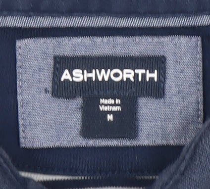 Ashworth Men's Blue Striped Polo Shirt M