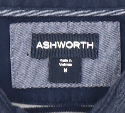 Ashworth Men's Blue Striped Polo Shirt M