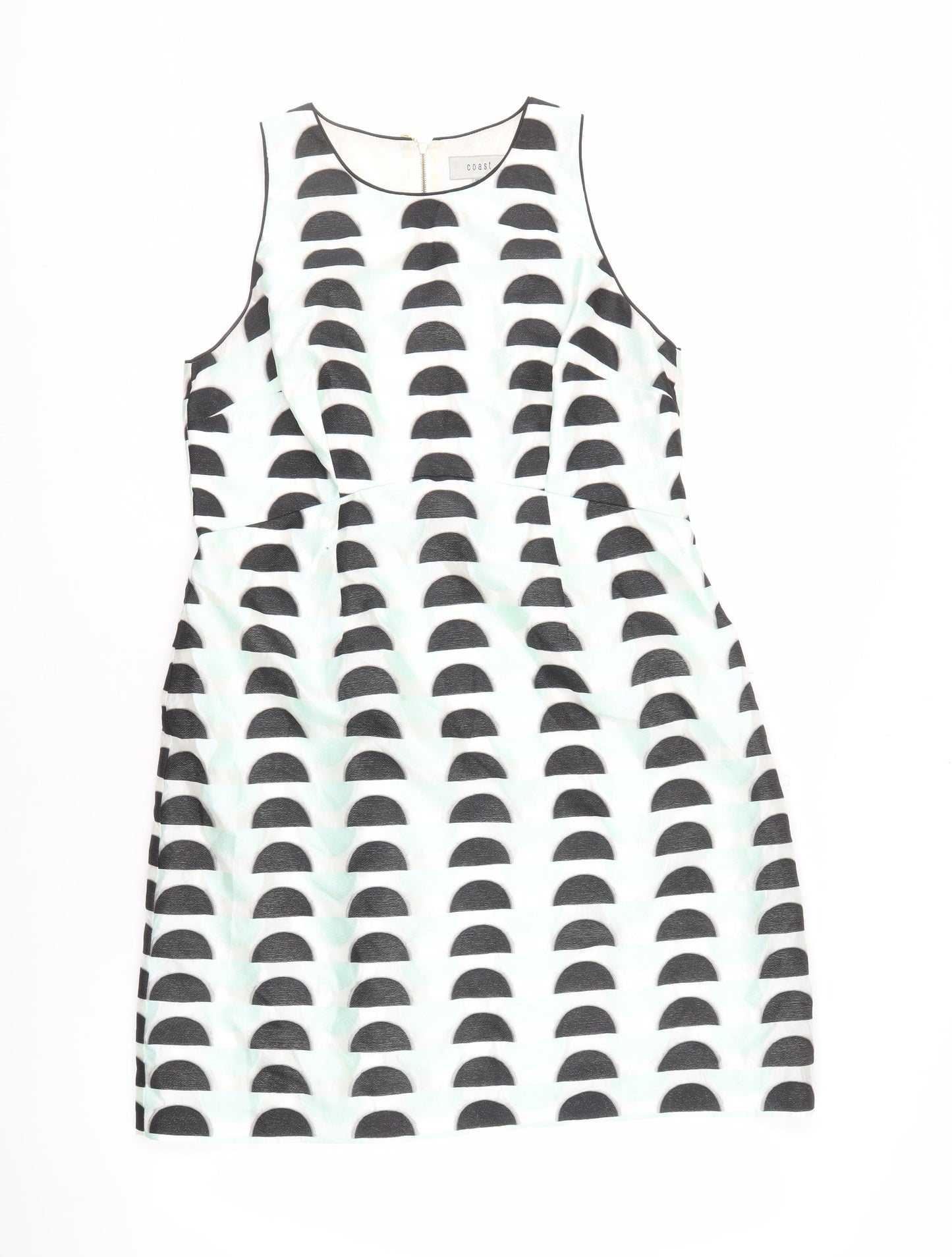 Coast Women's Black White Geometric A-Line Dress Size 16