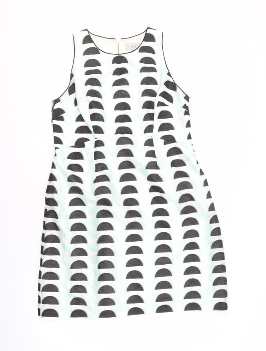 Coast Women's Black White Geometric A-Line Dress Size 16