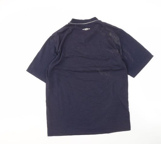 Umbro Men's Blue V-Neck T-Shirt, M, Short Sleeve, Logo