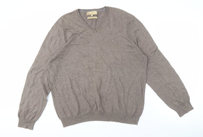 Marks and Spencer Men's XL Brown V-Neck Pullover Jumper