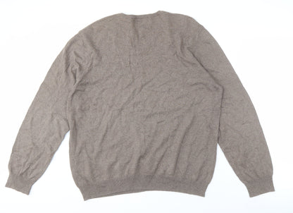 Marks and Spencer Men's XL Brown V-Neck Pullover Jumper