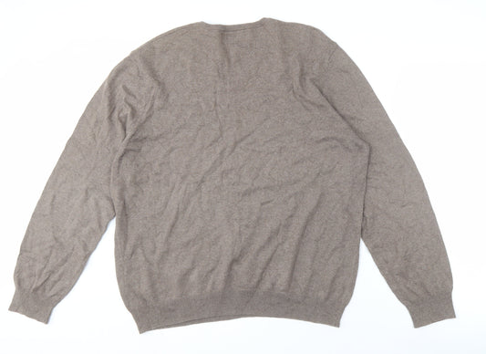 Marks and Spencer Men's XL Brown V-Neck Pullover Jumper