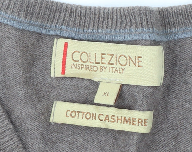 Marks and Spencer Men's XL Brown V-Neck Pullover Jumper