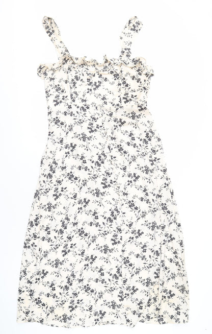Zara Women Beige Floral Strappy Dress Size 2