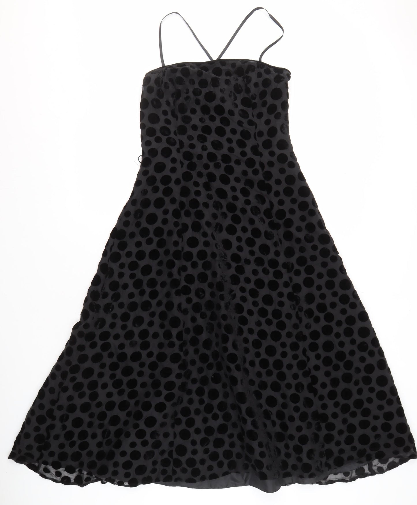 Wallis Black Polka Dot Strappy Dress Size 10