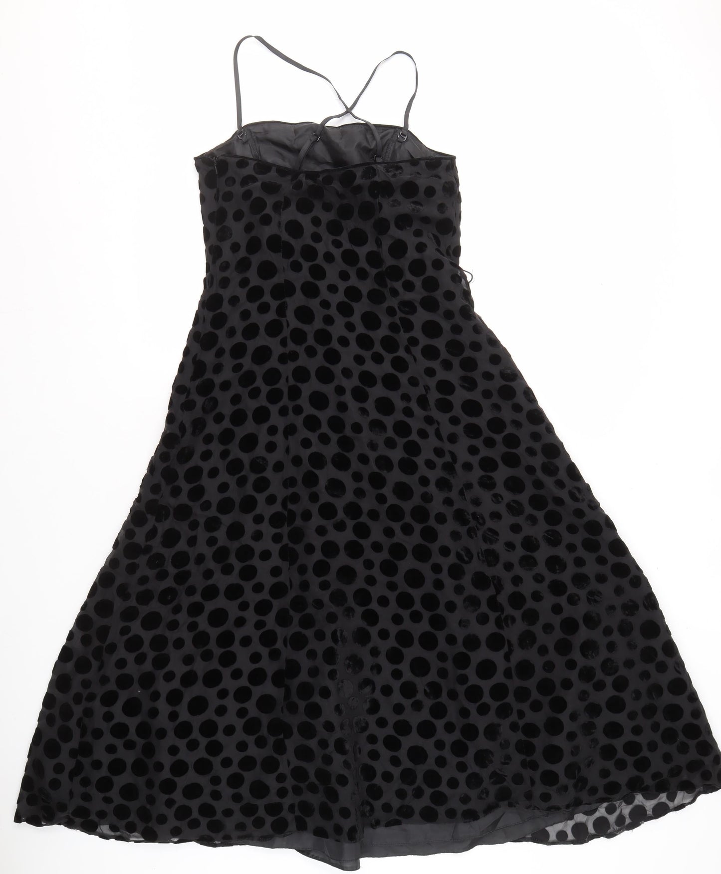 Wallis Black Polka Dot Strappy Dress Size 10