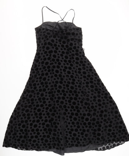 Wallis Black Polka Dot Strappy Dress Size 10