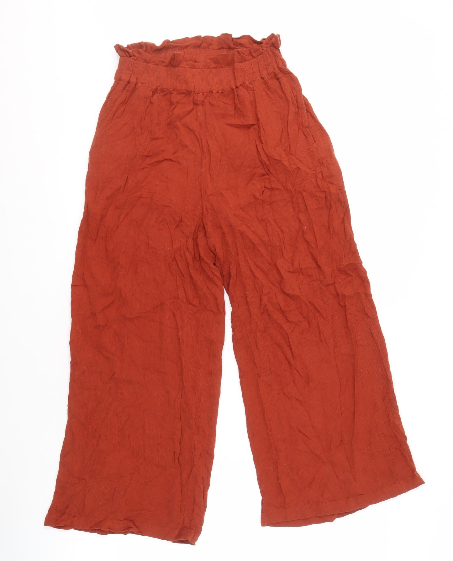 Noisy May Women's Red Cropped Trousers Relaxed Fit