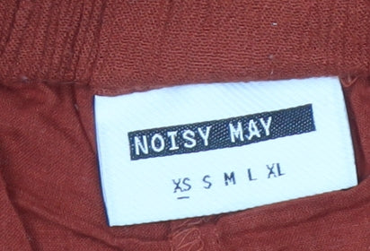 Noisy May Women's Red Cropped Trousers Relaxed Fit