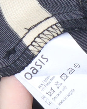 Oasis Women's Black Beige Striped Pencil Skirt Size 16