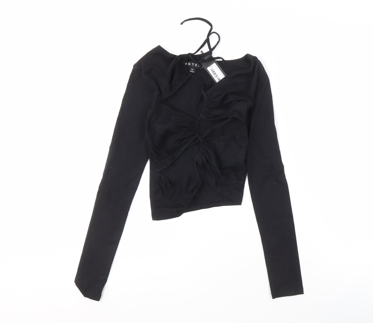 Womens UK Size 2XS Motel Black Cropped Blouse
