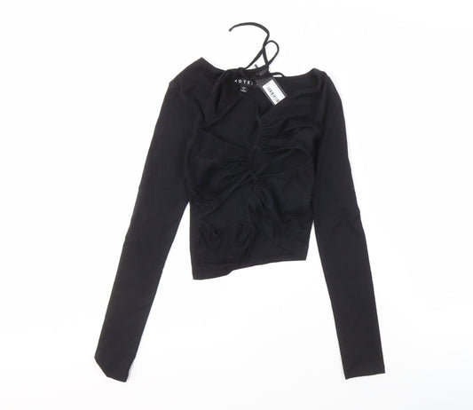 Womens UK Size 2XS Motel Black Cropped Blouse