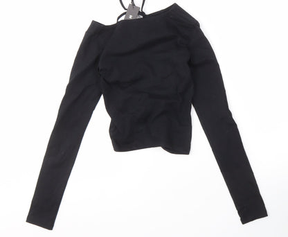 Womens UK Size 2XS Motel Black Cropped Blouse