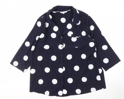 Jasper Conran Women's Blue Polka Dot Button-Up Size 20