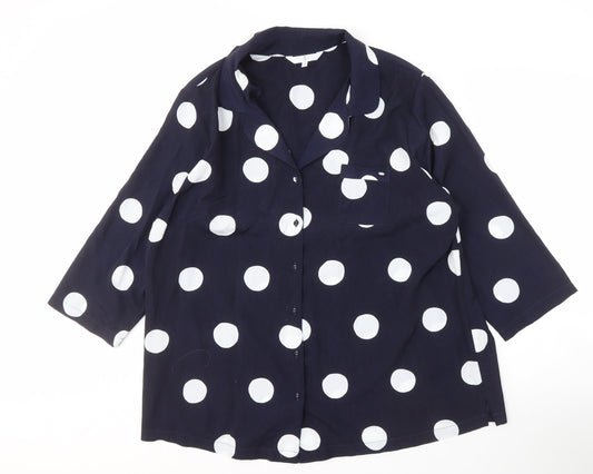 Jasper Conran Women's Blue Polka Dot Button-Up Size 20