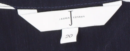 Jasper Conran Women's Blue Polka Dot Button-Up Size 20