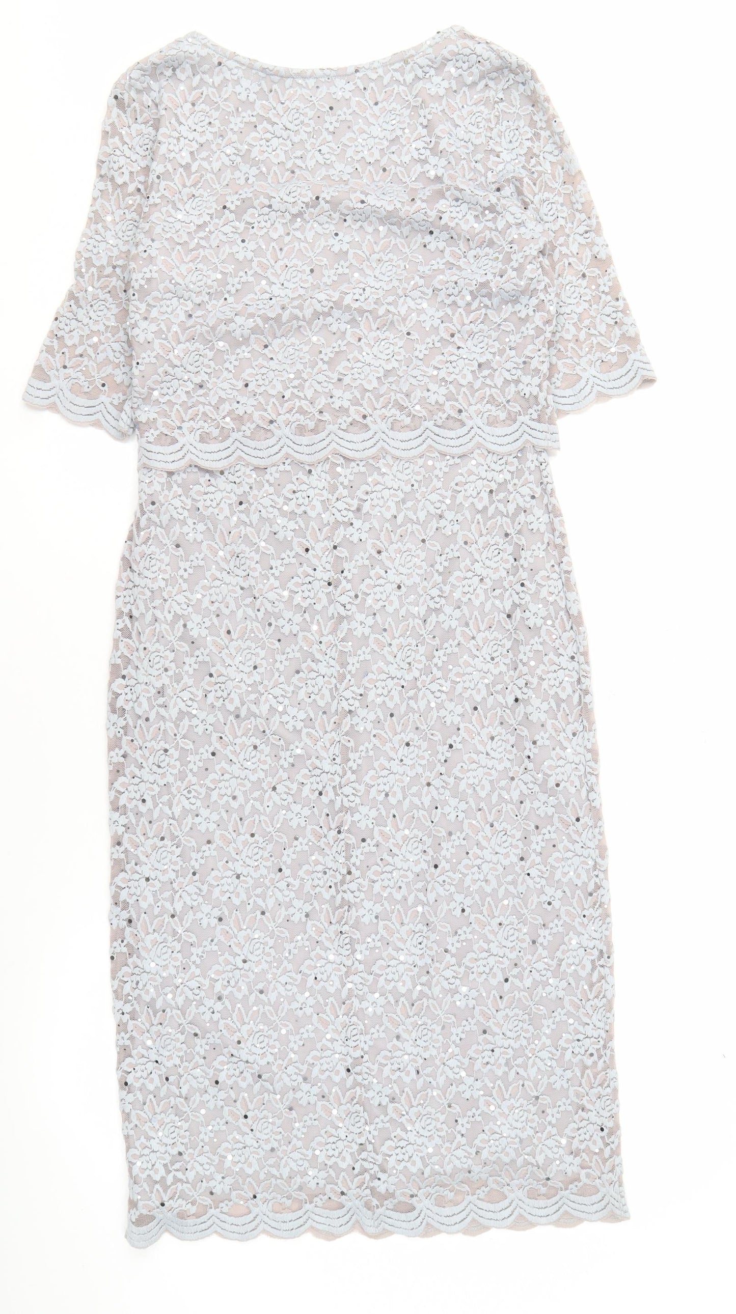 Marks and Spencer Women's Silver Size 12 Lace Sheath Dress