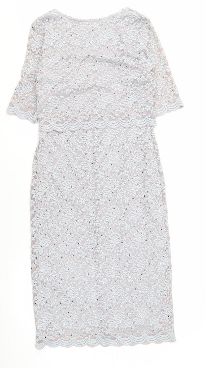 Marks and Spencer Women's Silver Size 12 Lace Sheath Dress