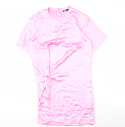 Zara Women's Pink Short Sleeve Dress - Size S