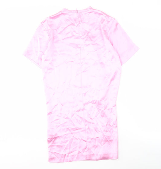 Zara Women's Pink Short Sleeve Dress - Size S