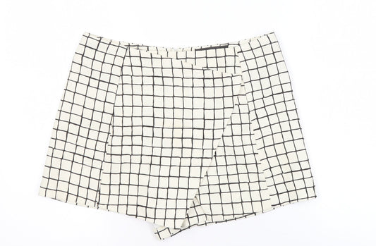 Topshop Women’s White Check Shorts UK 10 Tall