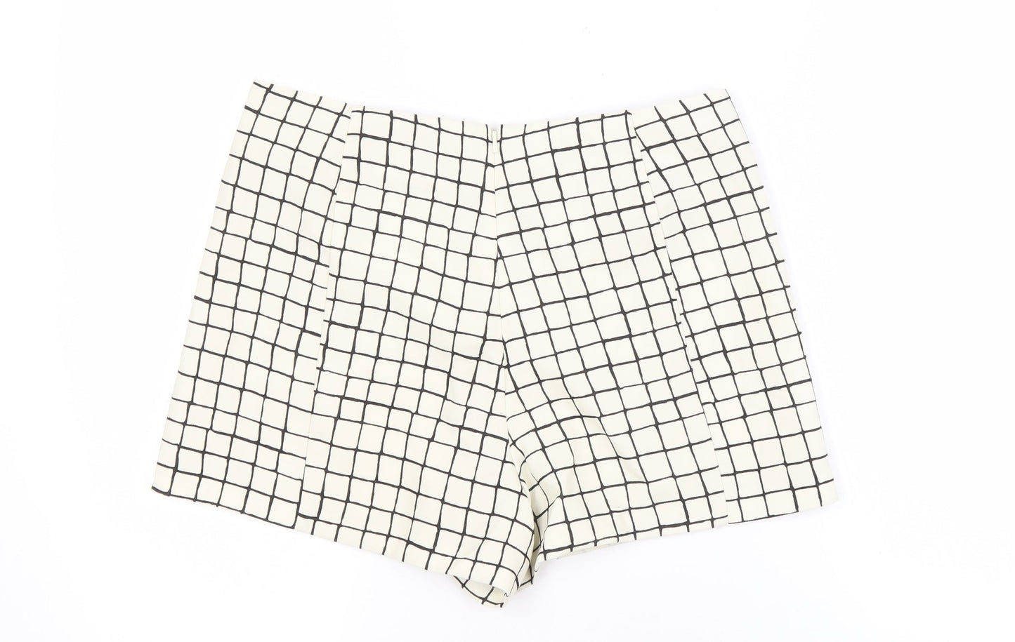 Topshop Women’s White Check Shorts UK 10 Tall