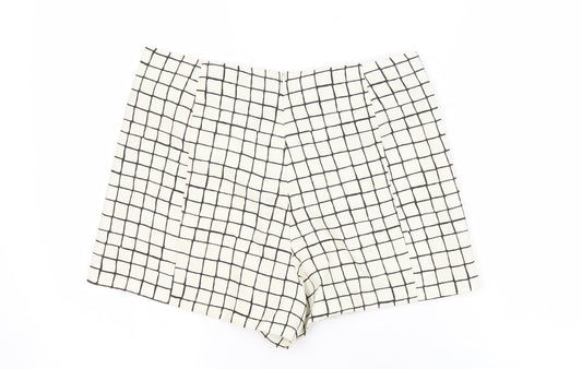 Topshop Women’s White Check Shorts UK 10 Tall