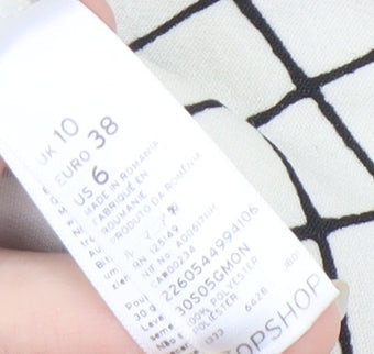Topshop Women’s White Check Shorts UK 10 Tall