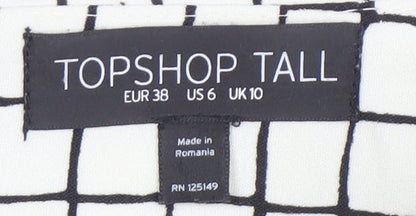 Topshop Women’s White Check Shorts UK 10 Tall