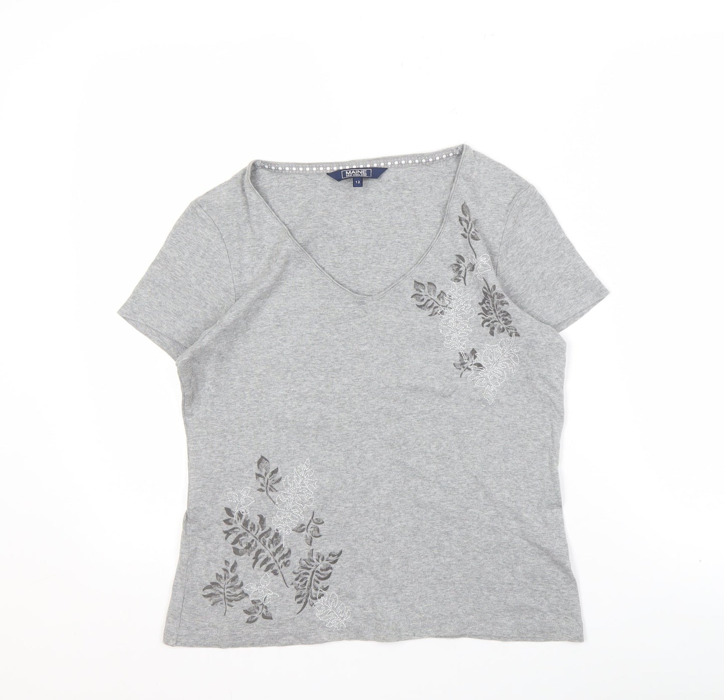 Maine New England Women's Grey Floral T-Shirt