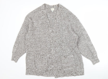 A New Day Women's Grey Cardigan L V-Neck Knit
