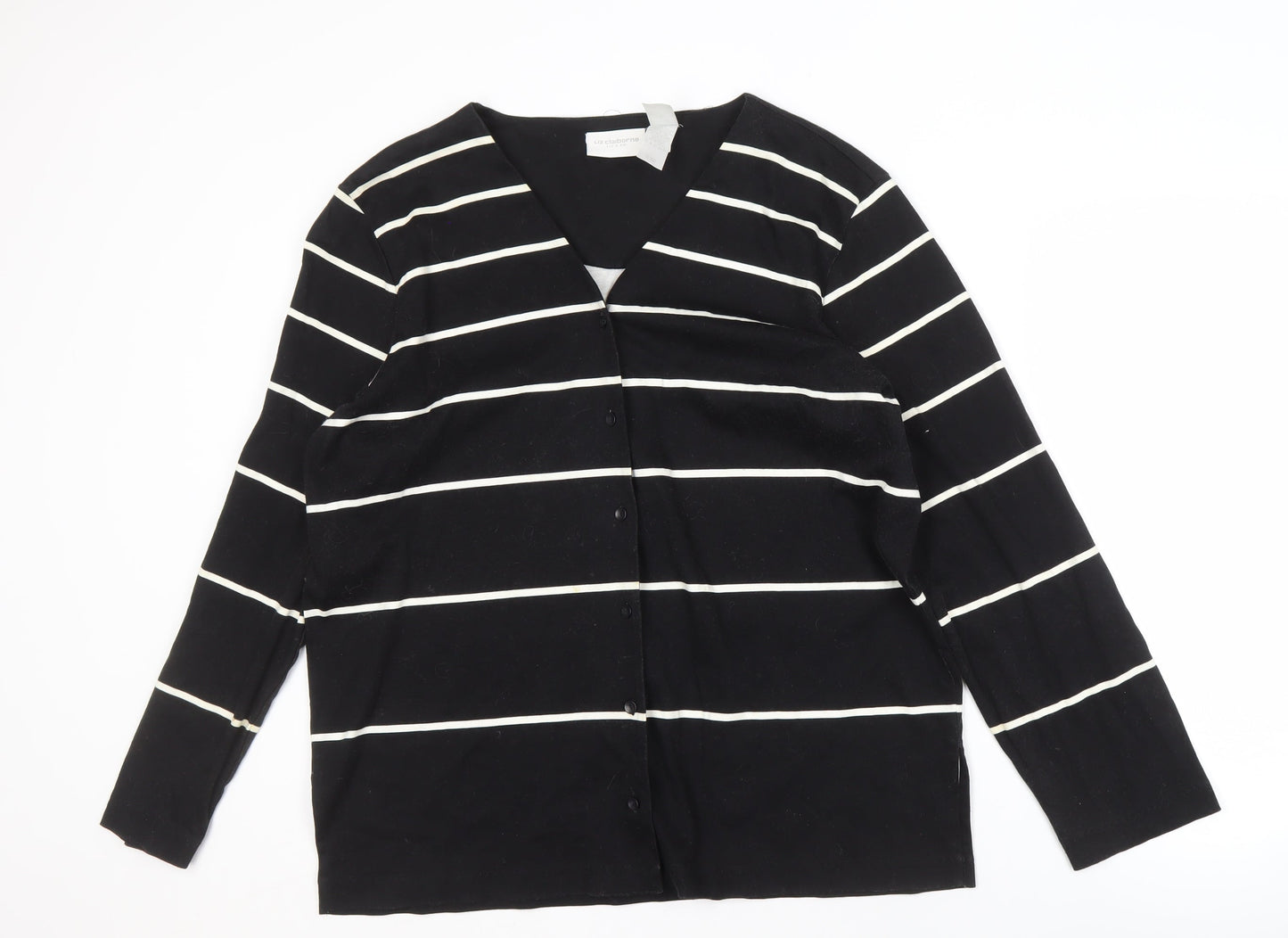 Liz Claiborne Women's Black Striped Button-Up Top
