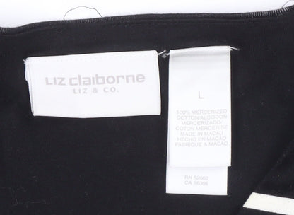 Liz Claiborne Women's Black Striped Button-Up Top