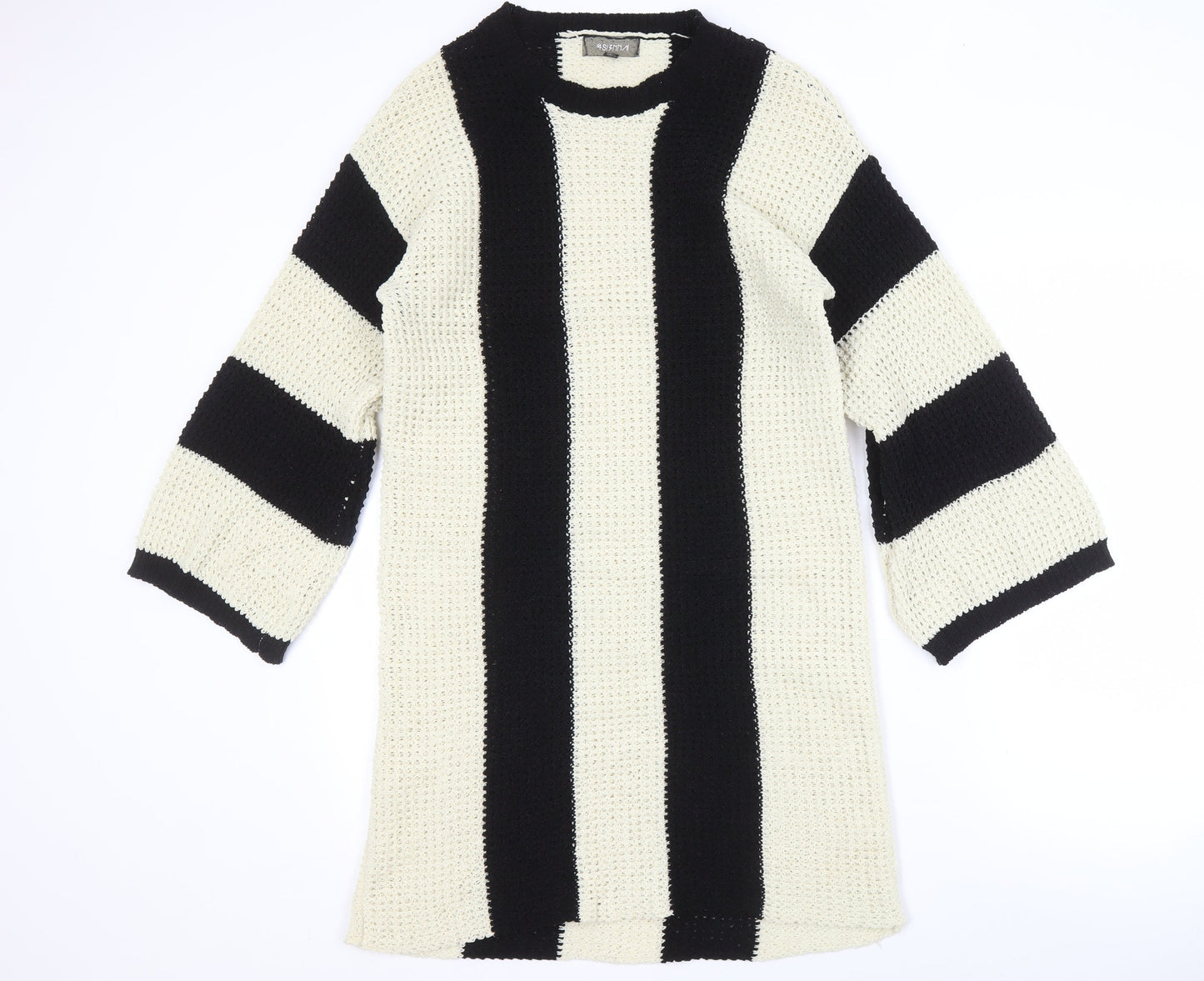 4Sienna Women's Black Striped Knit Pullover Jumper M