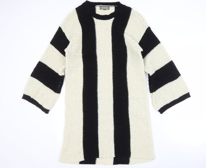 4Sienna Women's Black Striped Knit Pullover Jumper M