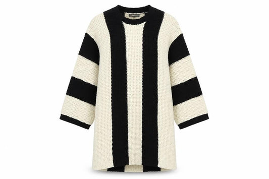 4Sienna Women's Black Striped Knit Pullover Jumper M