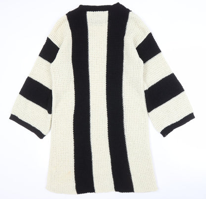 4Sienna Women's Black Striped Knit Pullover Jumper M