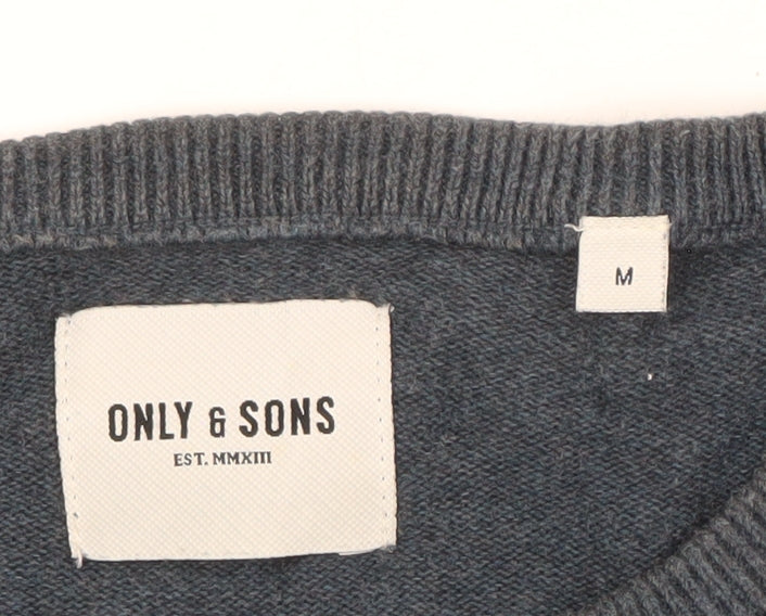 Only & Sons Men's Blue Pullover Jumper Medium