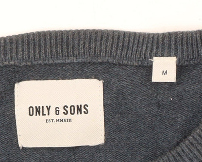Only & Sons Men's Blue Pullover Jumper Medium