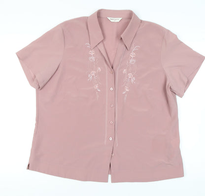 Womens UK Size 22 Bonmarché Pink Basic Button-Up