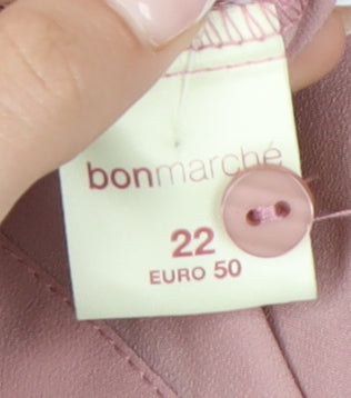 Womens UK Size 22 Bonmarché Pink Basic Button-Up