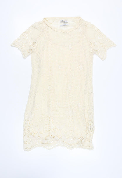 Bellfield Women's Ivory Crochet Shift Dress S/M