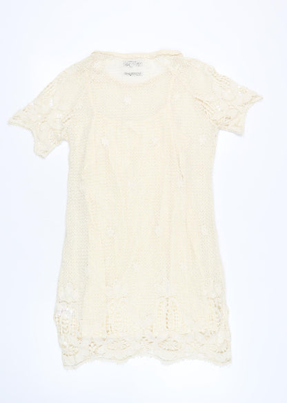 Bellfield Women's Ivory Crochet Shift Dress S/M