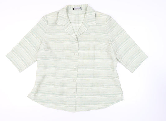 Jacques Vert Women's Green Button-Up Shirt Size 22