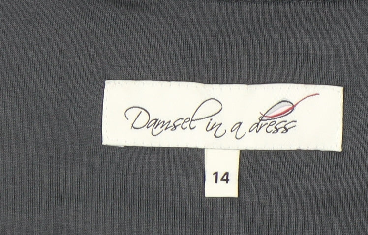 Damsel in a Dress Black Ruched 3/4 Sleeve Dress 14