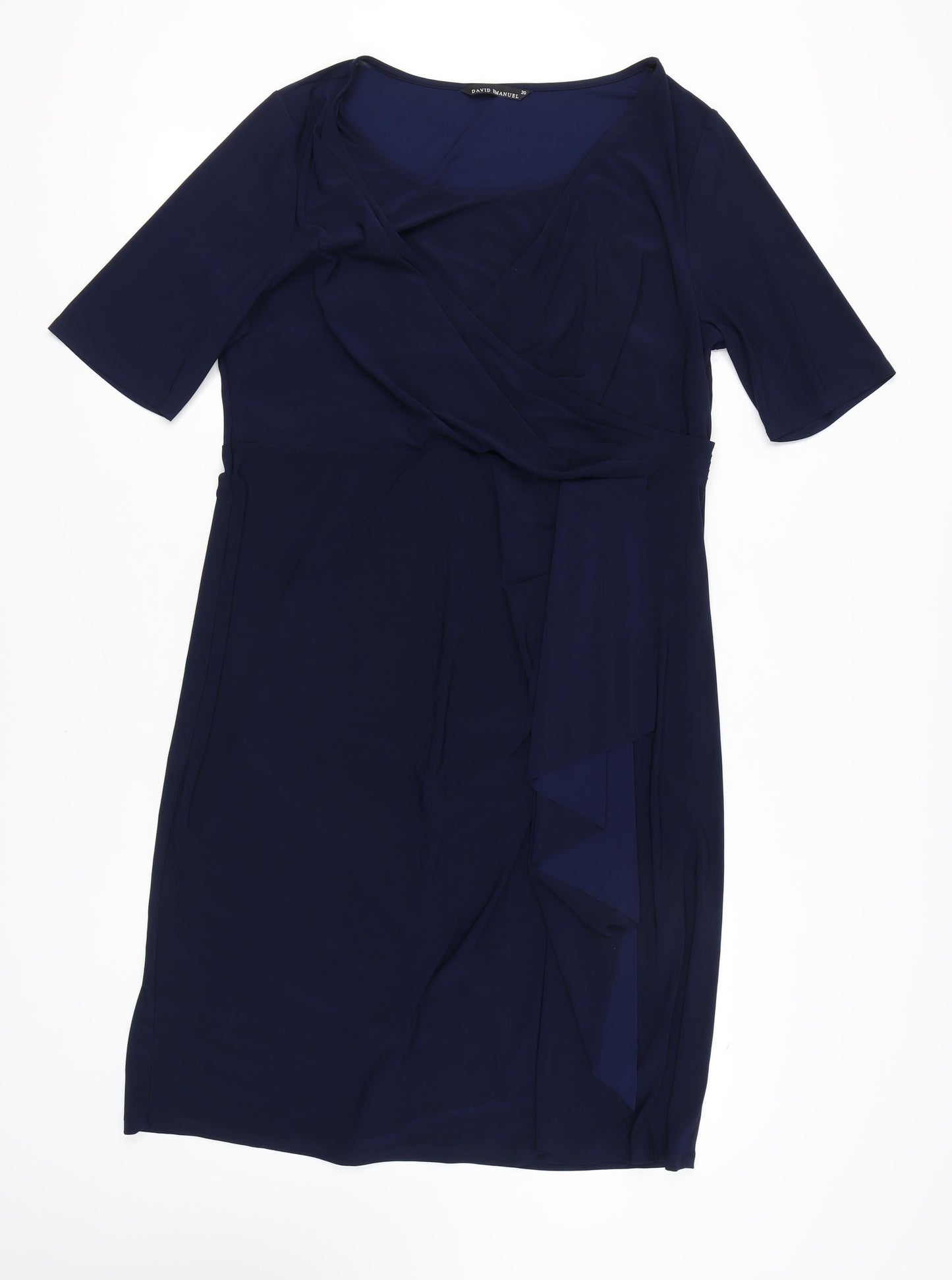 David Emanuel Women's Blue Knee Length Wrap Dress Size 20