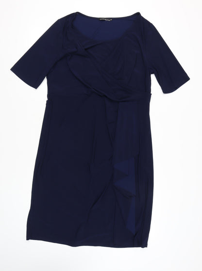 David Emanuel Women's Blue Knee Length Wrap Dress Size 20