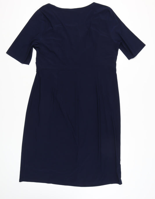 David Emanuel Women's Blue Knee Length Wrap Dress Size 20